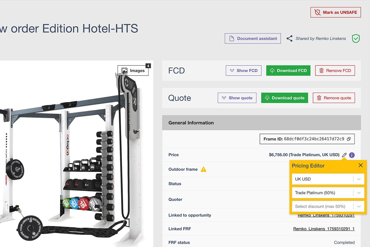 Escape Fitness Frame Order Screenshot
