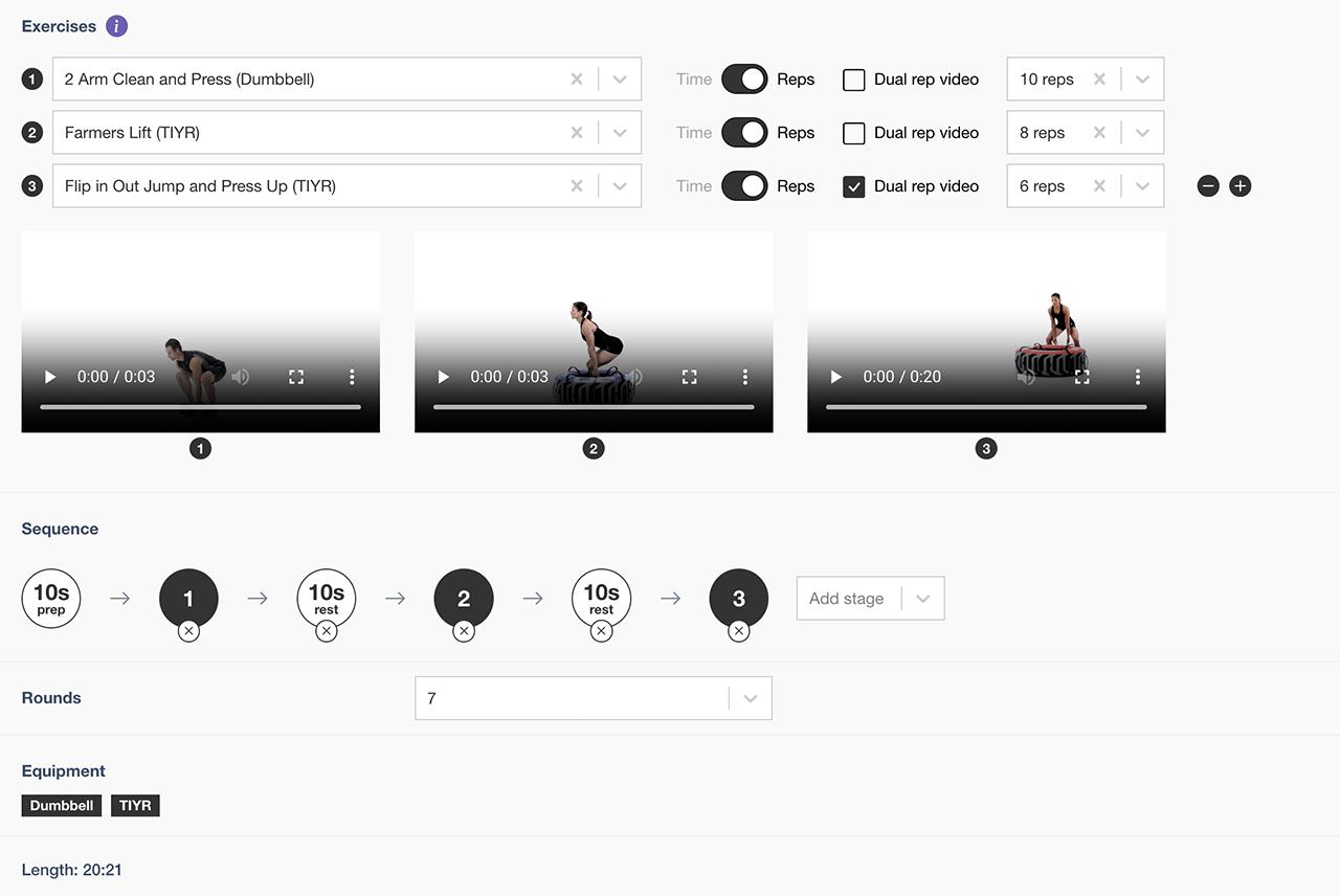 Escape Fitness MARS Workout Builder Screenshot