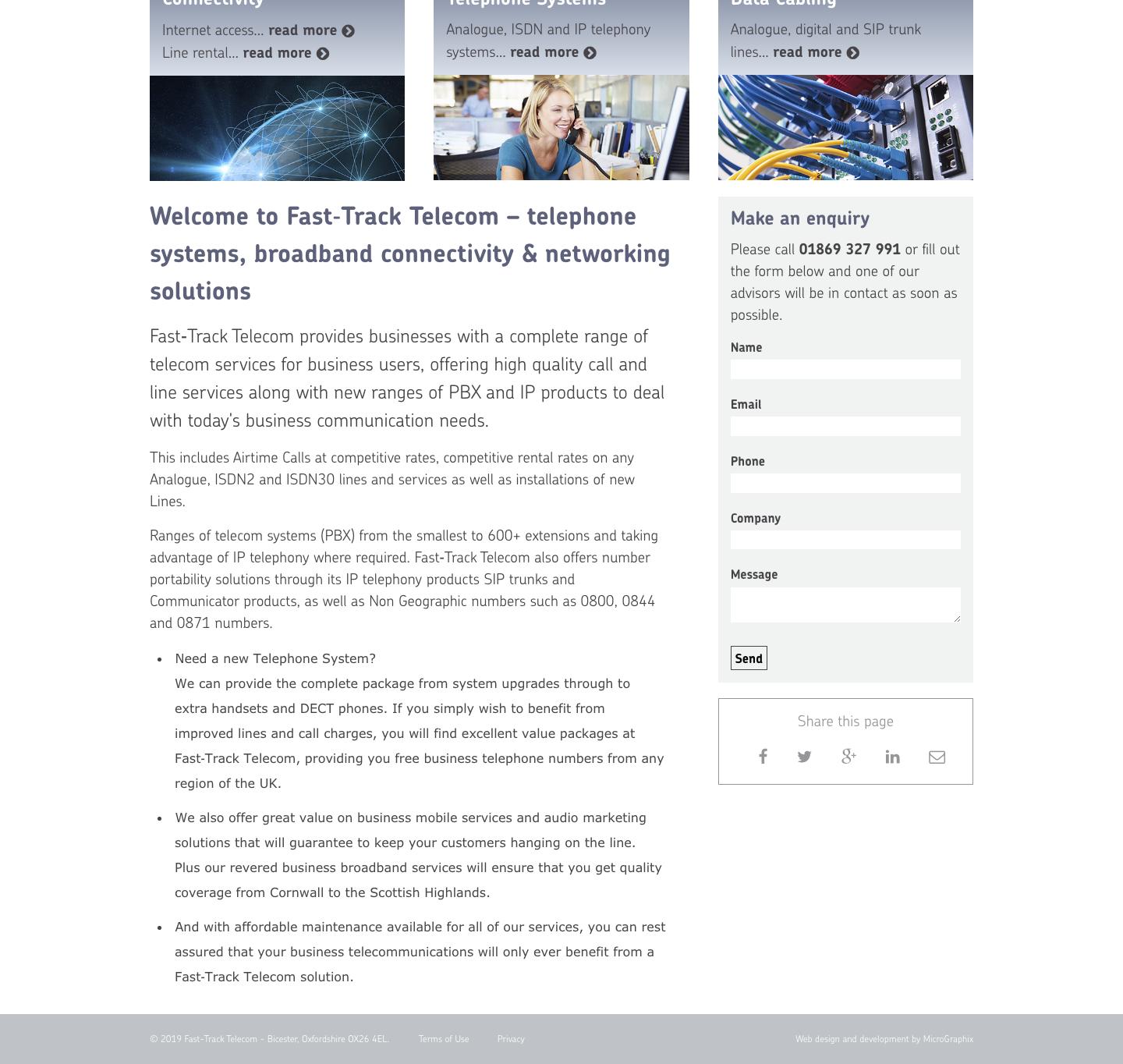 Fast-Track Telecom Home Web Page Body