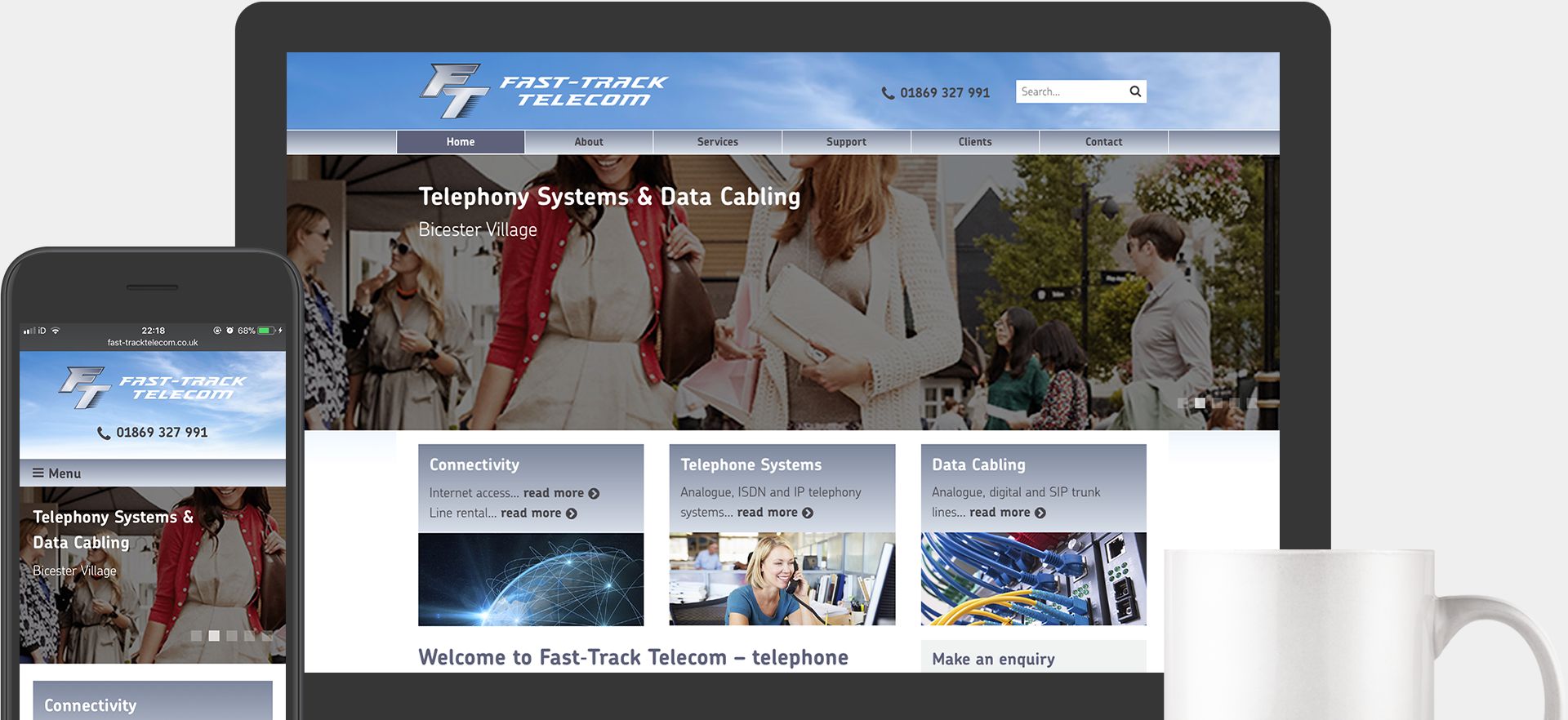 Fast-Track Telecom Website Home Screen Mockups