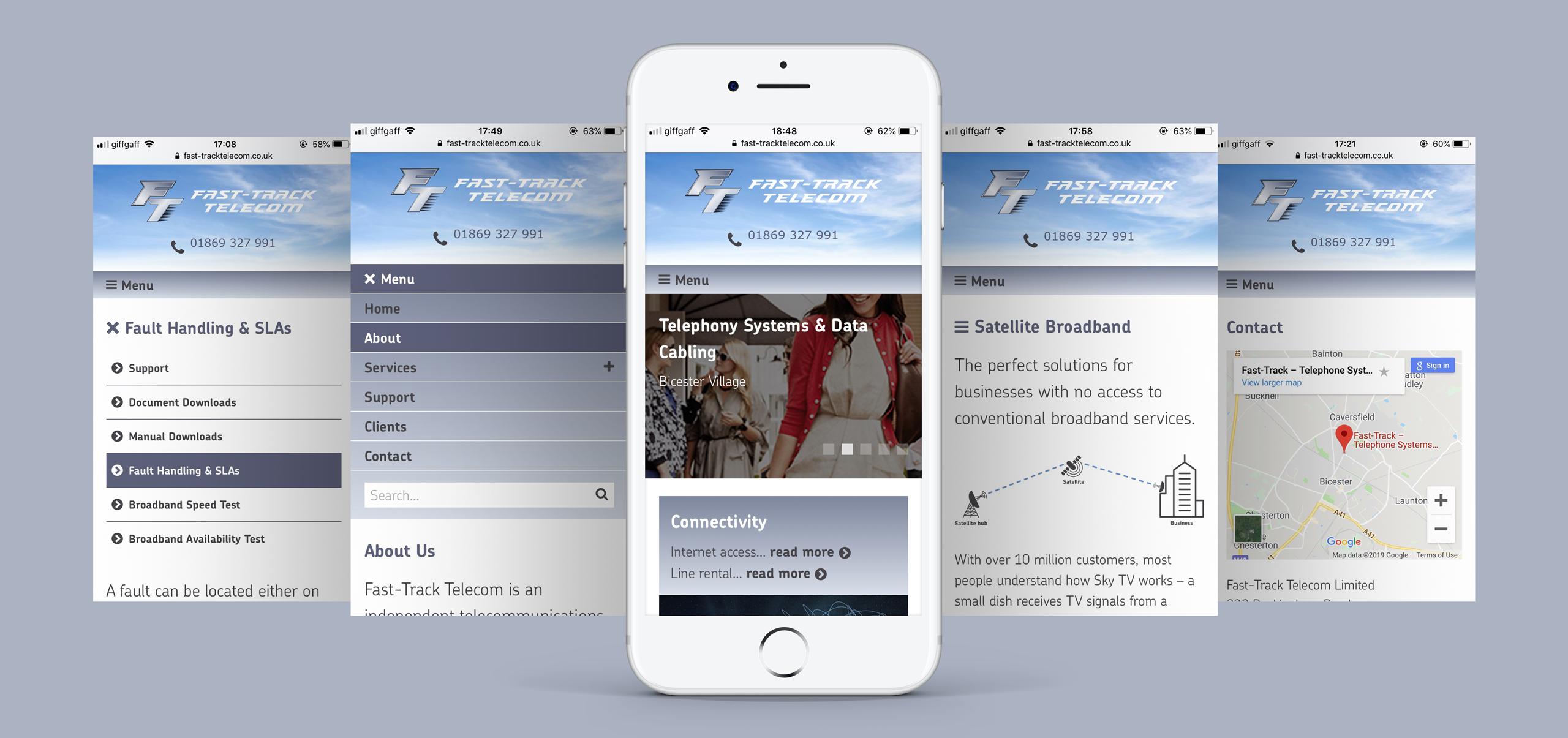 Fast-Track Telecom Website Mobile Screens Mockup
