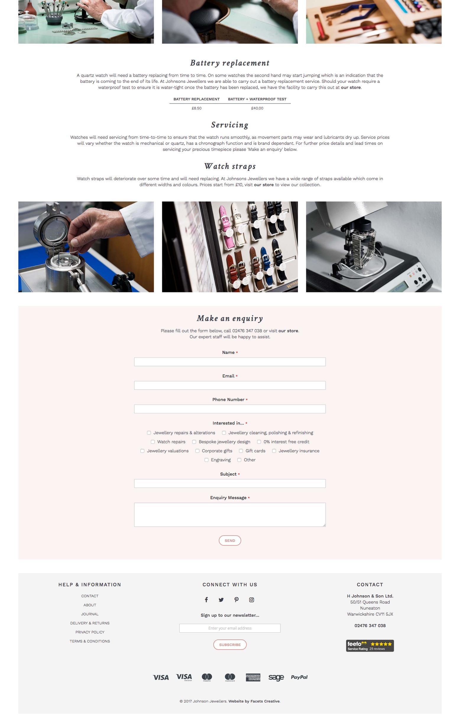 Johnsons Jewellers Watch Repairs Web Page Body