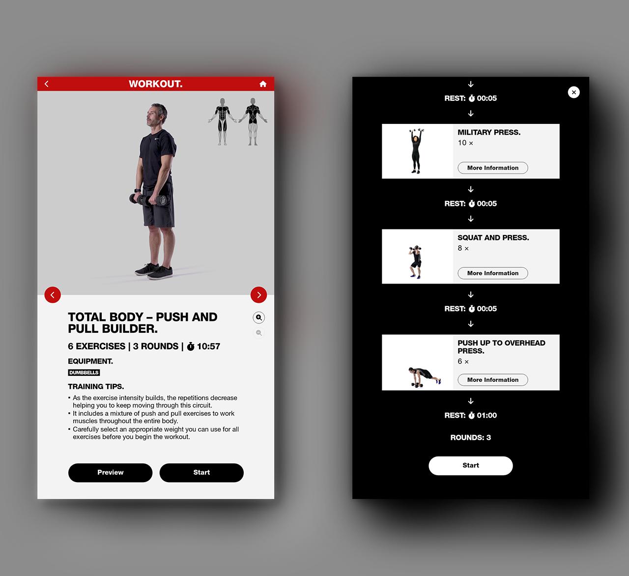 Escape Fitness MARS App Screens Mockup