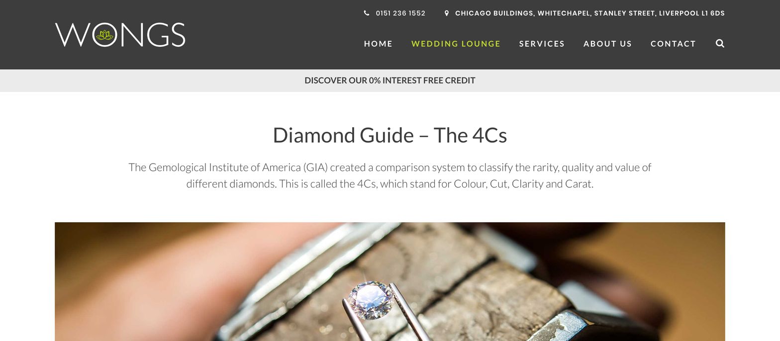 Wongs Jewellers Diamond Guide Web Page Top