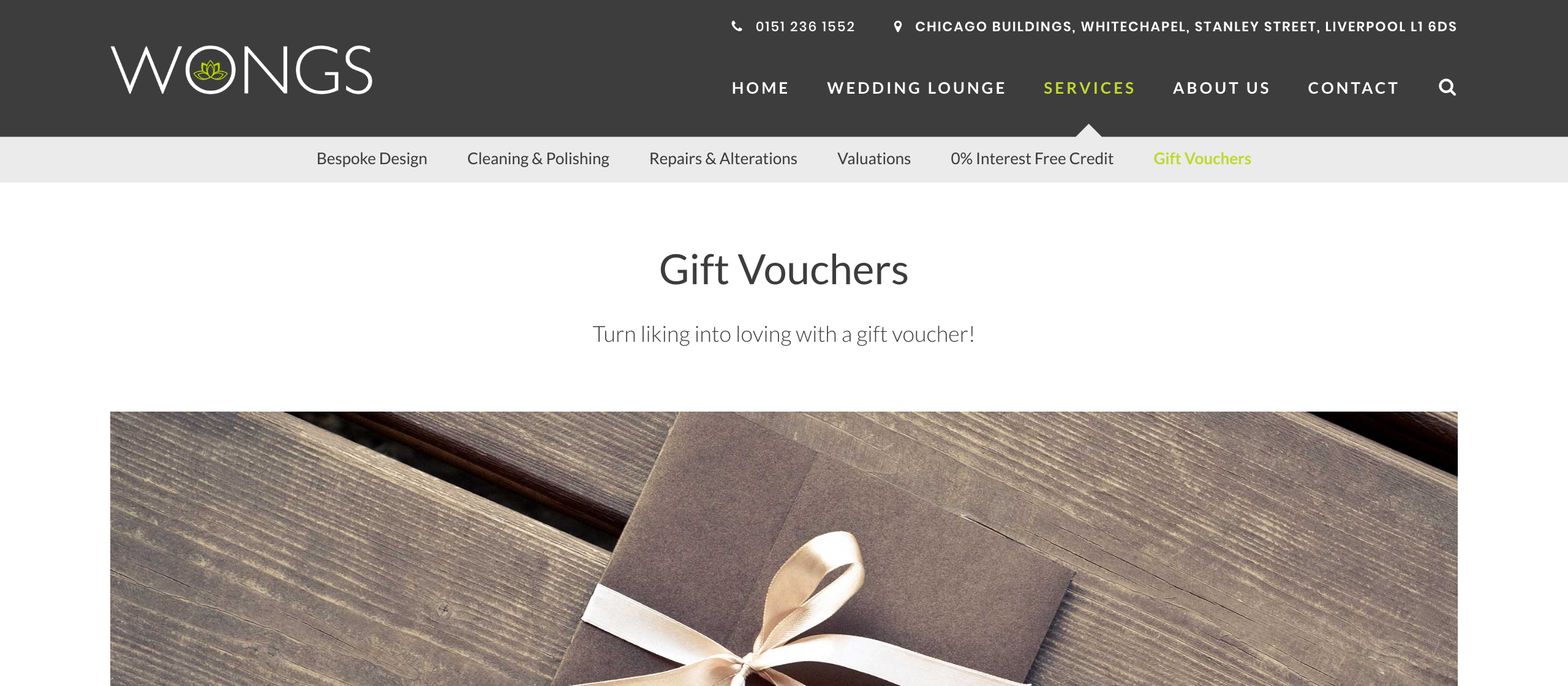 Wongs Jewellers Gift Vouchers Web Page Top