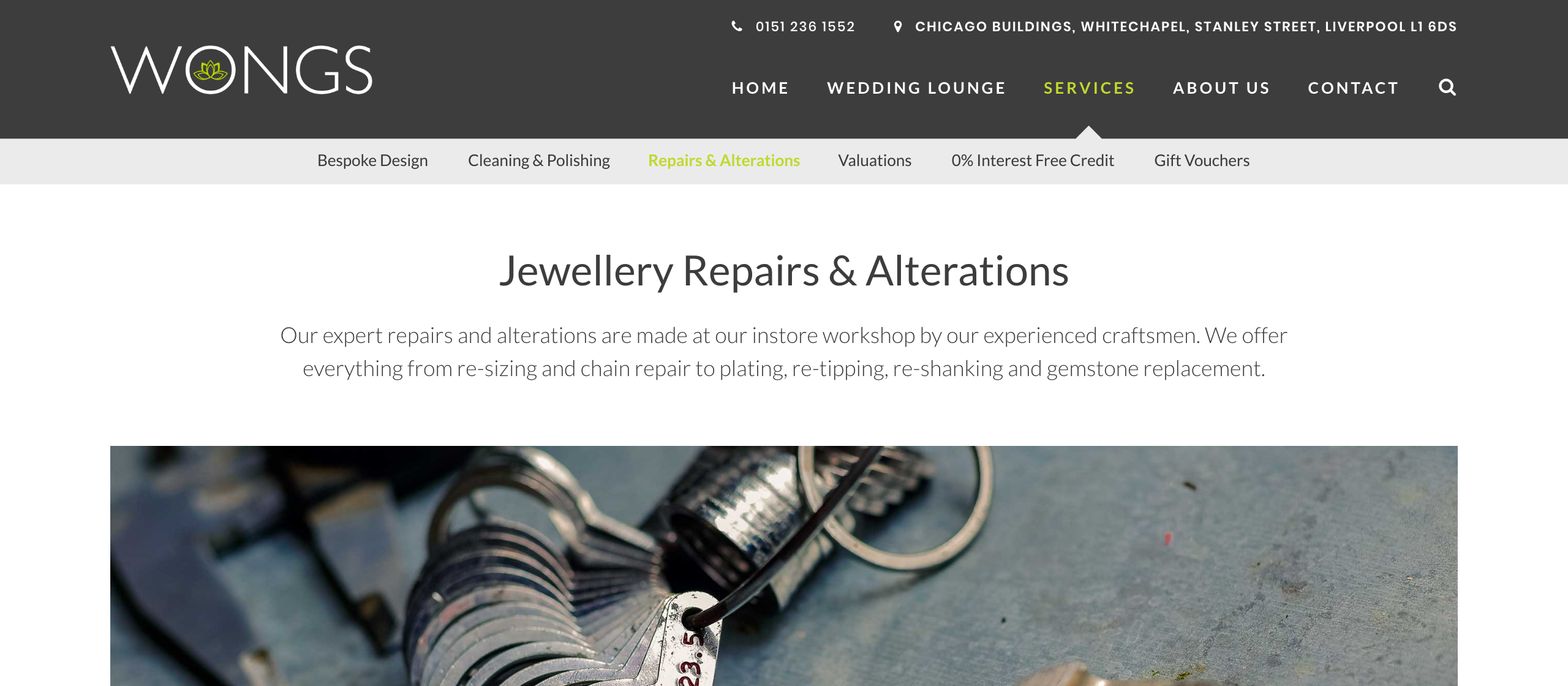 Wongs Jewellers Repairs & Alterations Web Page Top