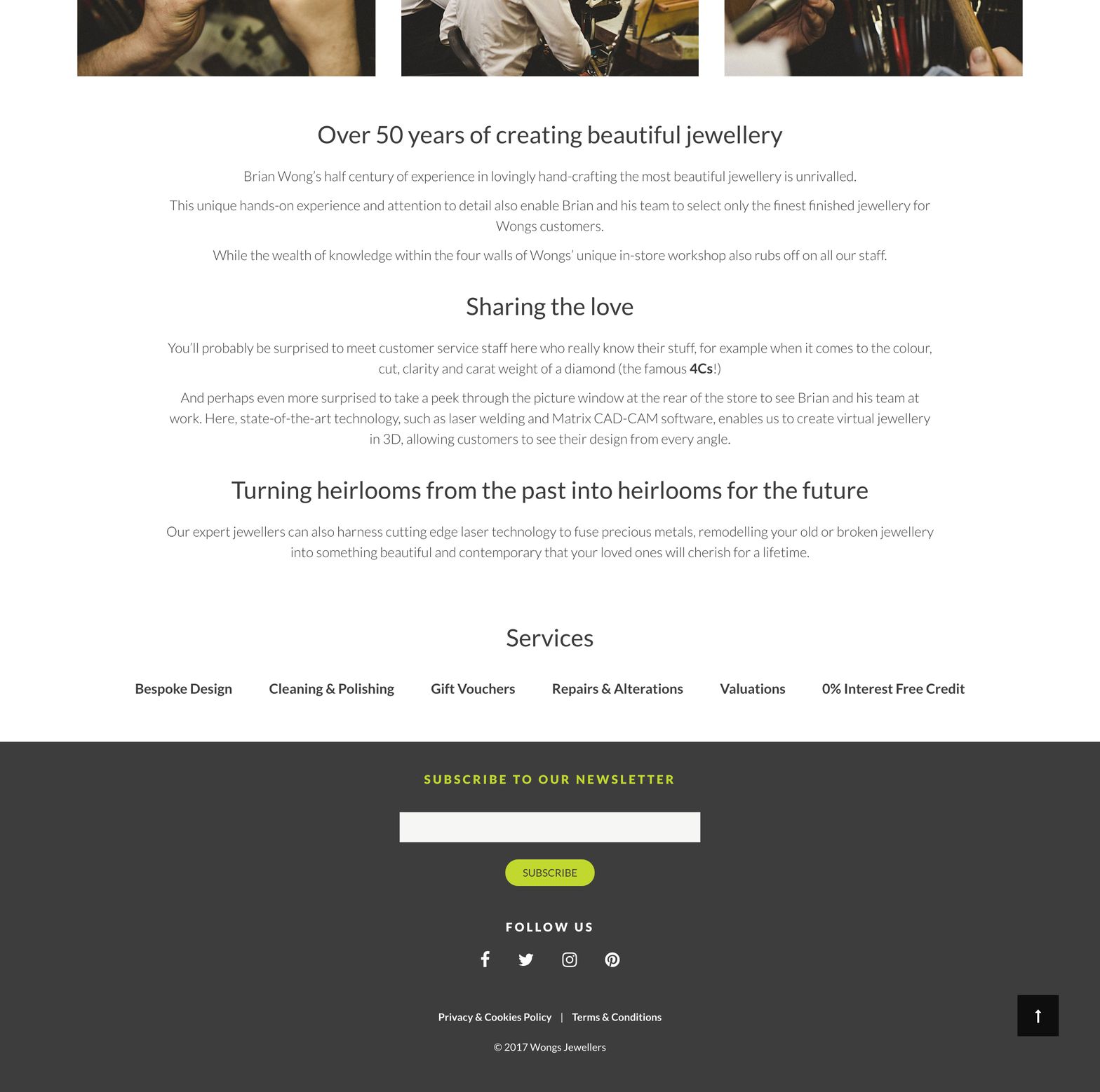 Wongs Jewellers Workshop Web Page Body