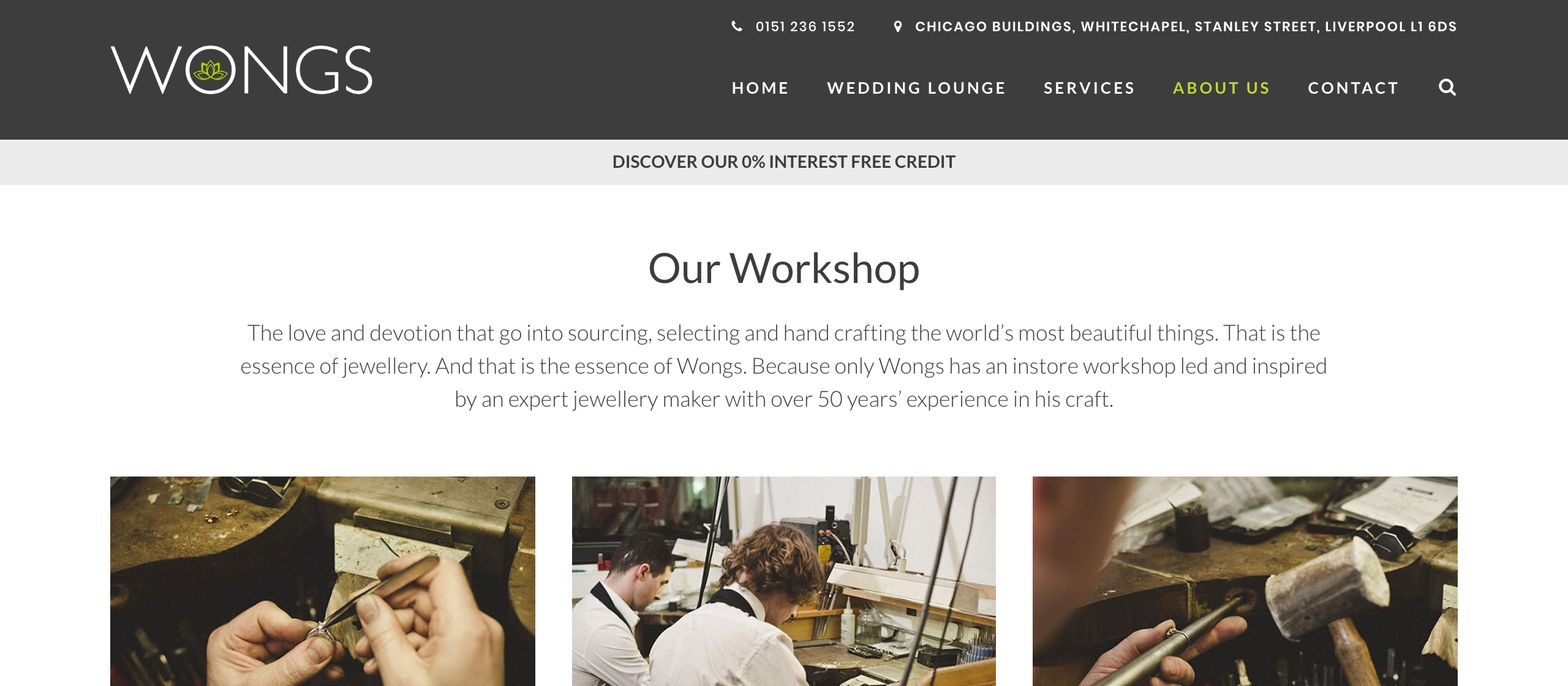 Wongs Jewellers Workshop Web Page Top